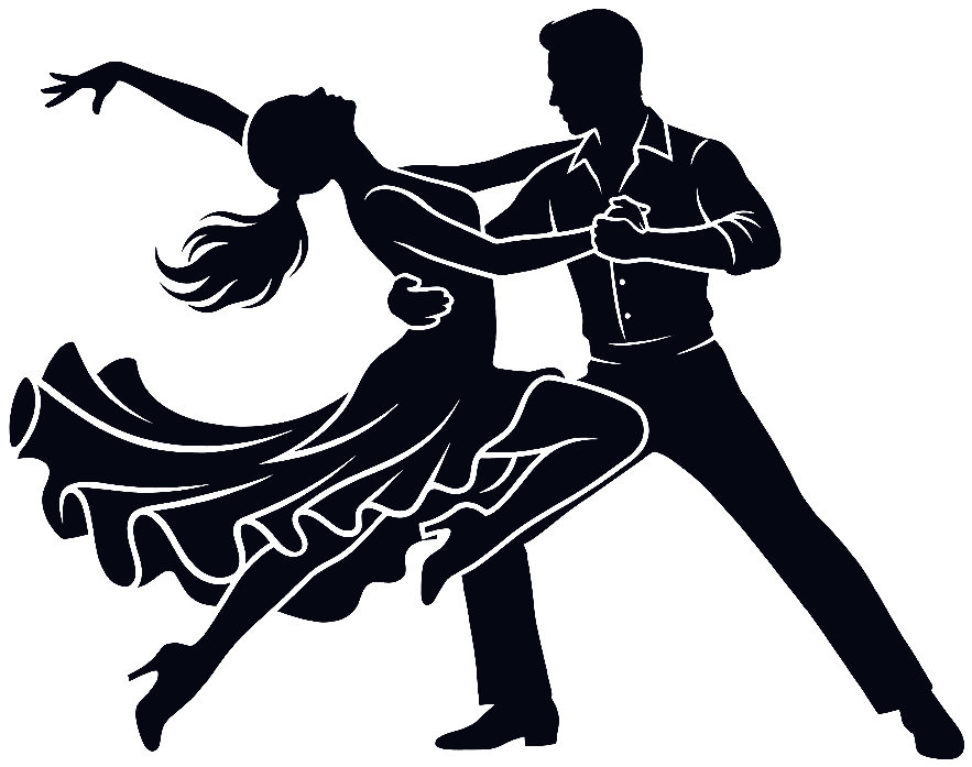 Silhouette of a couple dancing Latin social dance